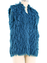 Teal Yarn Shag Vest Jacket arcadeshops.com