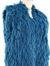 Teal Yarn Shag Vest Jacket arcadeshops.com