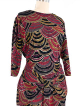 Metallic Printed Mosaic Midi Dress Dress arcadeshops.com