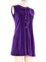 1960s Purple Velour Lace Up Vest Top arcadeshops.com