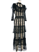 Black Crochet Tiered Ruffle Dress Dress arcadeshops.com