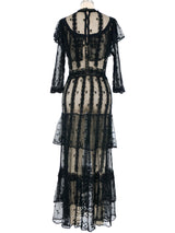 Black Crochet Tiered Ruffle Dress Dress arcadeshops.com