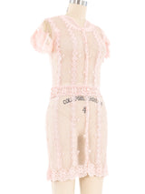 Pink Hand Crochet Mini Dress Dress arcadeshops.com