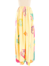 Mary McFadden Printed Silk Maxi Skirt Bottom arcadeshops.com
