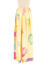 Mary McFadden Printed Silk Maxi Skirt Bottom arcadeshops.com