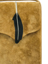 Feather Applique Suede Crossbody Bag Accessory arcadeshops.com