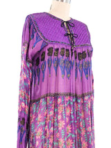 Purple Quilted Cotton Gauze Indian Dress Dress arcadeshops.com