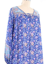 Indigo Cotton Gauze Indian Block Print Dress Dress arcadeshops.com
