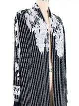 Black and White Pleated Floral Duster Jacket arcadeshops.com