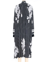 Black and White Pleated Floral Duster Jacket arcadeshops.com