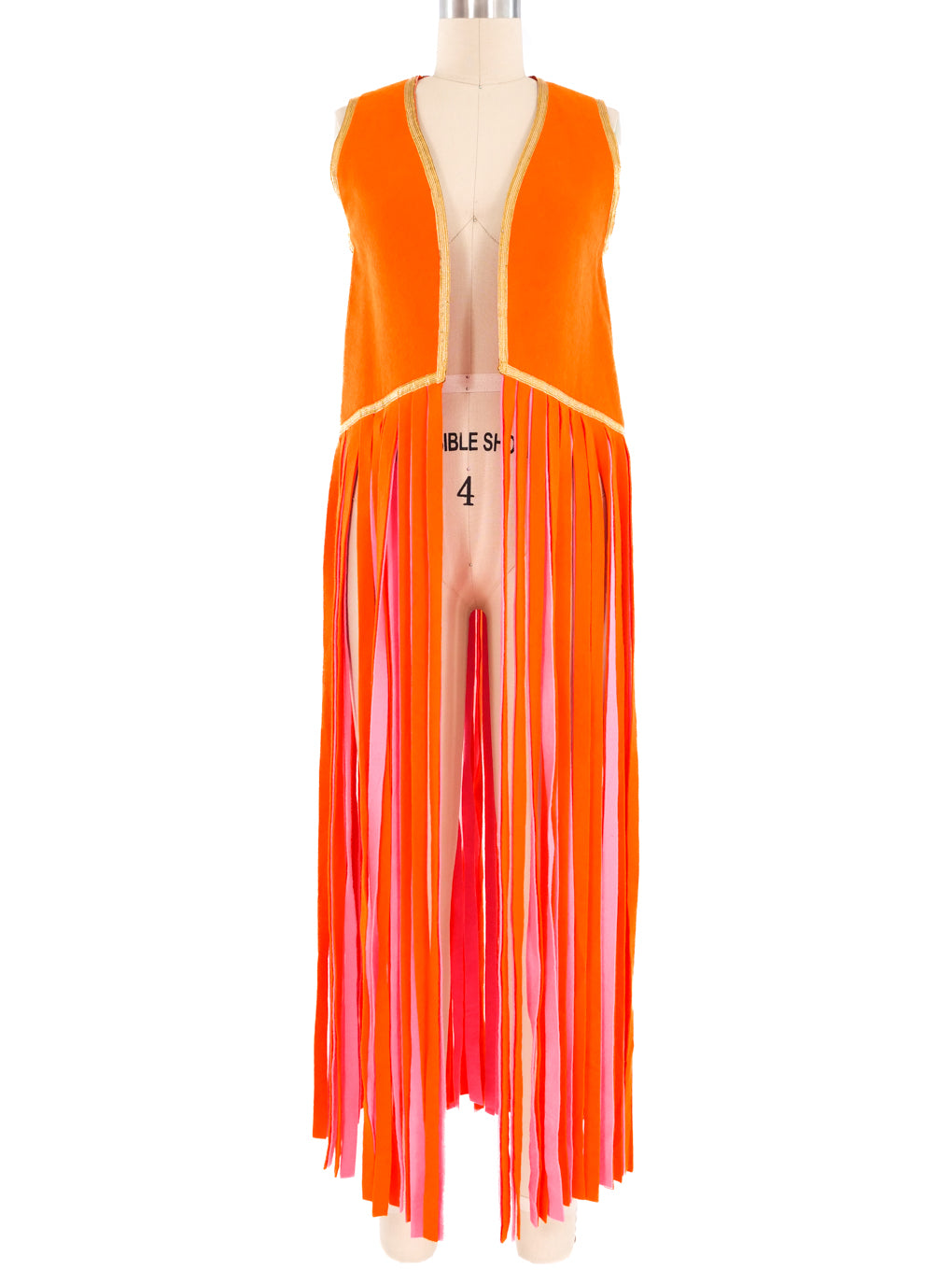 Orange and Pink Felt Fringe Vest