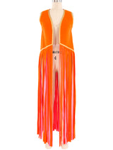 Orange and Pink Felt Fringe Vest Jacket arcadeshops.com