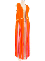 Orange and Pink Felt Fringe Vest Jacket arcadeshops.com