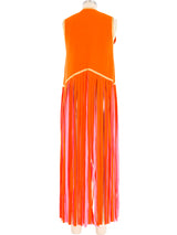 Orange and Pink Felt Fringe Vest Jacket arcadeshops.com