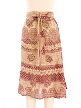 Lurex Accented Block Printed Wrap Skirt Bottom arcadeshops.com