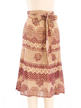 Lurex Accented Block Printed Wrap Skirt Bottom arcadeshops.com