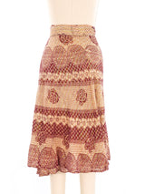 Lurex Accented Block Printed Wrap Skirt Bottom arcadeshops.com