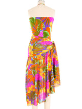 1980s Oscar de la Renta Tropical Print Swimsuit and Sarong Ensemble Suit arcadeshops.com