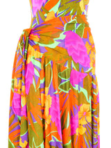 1980s Oscar de la Renta Tropical Print Swimsuit and Sarong Ensemble Suit arcadeshops.com