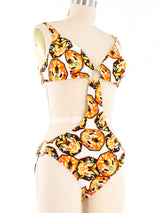 1960s Mod Print O-Ring Monokini Suit arcadeshops.com