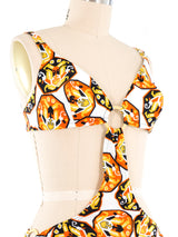 1960s Mod Print O-Ring Monokini Suit arcadeshops.com
