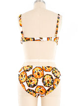 1960s Mod Print O-Ring Monokini Suit arcadeshops.com