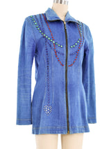 Rhinestone Studded Denim Jacket Jacket arcadeshops.com