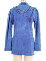 Rhinestone Studded Denim Jacket Jacket arcadeshops.com