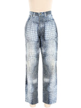 Roberto Cavalli Reptile Print Jeans Bottom arcadeshops.com