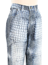 Roberto Cavalli Reptile Print Jeans Bottom arcadeshops.com