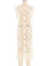 Cream Crochet Sleeveless Dress Dress arcadeshops.com