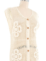 Cream Crochet Sleeveless Dress Dress arcadeshops.com