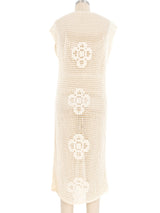 Cream Crochet Sleeveless Dress Dress arcadeshops.com