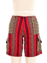 1970s Printed Corduroy Shorts and Bucket Hat Ensemble Suit arcadeshops.com