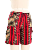 1970s Printed Corduroy Shorts and Bucket Hat Ensemble Suit arcadeshops.com