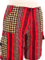 1970s Printed Corduroy Shorts and Bucket Hat Ensemble Suit arcadeshops.com