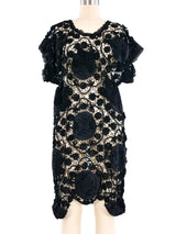 Embroidered Applique Black Crochet Dress Dress arcadeshops.com