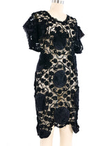 Embroidered Applique Black Crochet Dress Dress arcadeshops.com