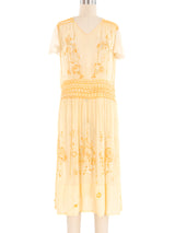 1920s Peach Embroidered Sheer Dress Dress arcadeshops.com
