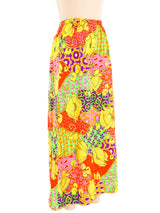 1970s Neon Mixed Print Maxi Skirt Bottom arcadeshops.com