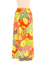 1970s Neon Mixed Print Maxi Skirt Bottom arcadeshops.com