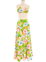 1970s Tropical Maxi Skirt and Triangle Top Ensemble Suit arcadeshops.com