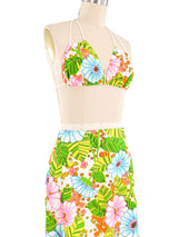 1970s Tropical Maxi Skirt and Triangle Top Ensemble Suit arcadeshops.com