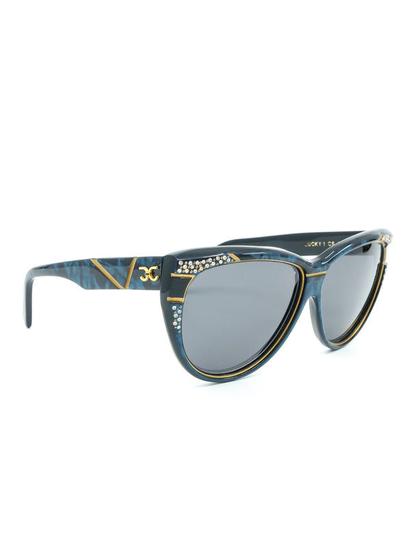 Carlotti Teal Rhinestoned Sunglasses Accessory arcadeshops.com