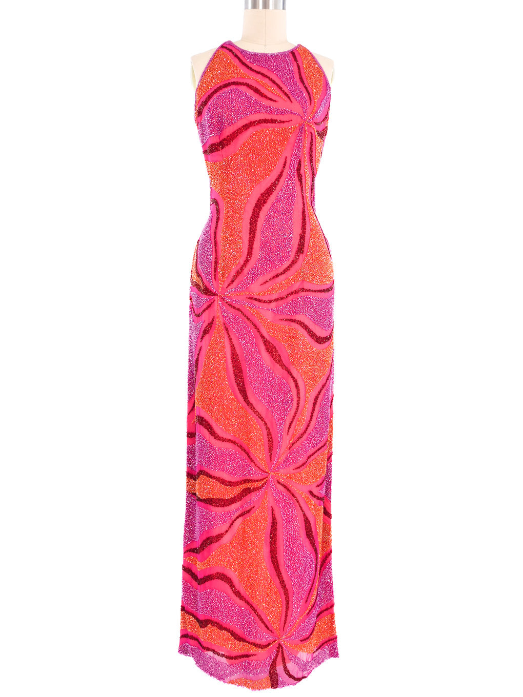 Beaded Cross Back Halter Gown Beaded Cross Back Halter Gown