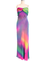 Rainbow Gradient Skinny Strap Gown Dress arcadeshops.com