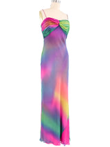 Rainbow Gradient Skinny Strap Gown Dress arcadeshops.com