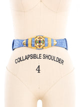 Judith Leiber Blue Ostrich Leather Belt Accessory arcadeshops.com