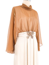 1970s Draped Chiffon Gown Dress arcadeshops.com