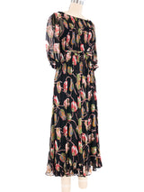 Albert Nipon Floral Chiffon Midi Dress Dress arcadeshops.com